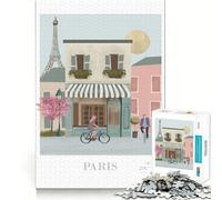 Puzzle per adulti da 1000 pezzi con scena di strada parigina,gioco di incastro divertente e stimolante per la mente,ideale per un piacevole gioco e come regalo di compleanno (38x52cm)