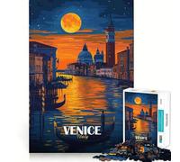 Puzzle per adulti da 1000 pezzi con scena notturna di Venezia, Italia Gioco di precisione con incastri precisi Giocattolo stimolante per la mente, per il tempo libero Regalo di compleanno (38x26cm)