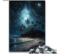 Puzzle per adulti da 1000 pezzi con scena notturna sulla spiaggia in legno regalo per uomini e donne per occasioni quotidiane e speciali 50x75cm festa di compleanno per uomini e donne.