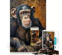 Puzzle per adulti da 1000 pezzi con scimmia che beve birra,disegno preciso,giocattolo stimolante per la mente,gioco rilassante,regalo di Natale (50x75cm)