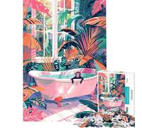 Puzzle per adulti da 1000 pezzi con scimmia nella vasca da bagno e illustrazione della giungla Puzzle fai da te da 1000 pezzi con taglio di precisione Ideale come regalo per tutta la famiglia