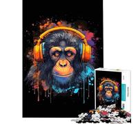 Puzzle per adulti da 1000 pezzi con scimmie DJ musica sfida per l'intelligenza e la concentrazione gioco avvincente regalo pratico per donne ottima idea regalo (dimensioni 38x26cm)
