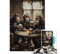 Puzzle per adulti da 1000 pezzi con scimmie e birra in taverna gioco educativo giocattolo didattico regalo di Babbo Natale segreto decorazione per la casa (dimensioni 75x50cm)