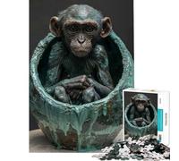 Puzzle per adulti da 1000 pezzi con scimpanzé nel guscio stimola la mente è divertente e umoristico un ottimo giocattolo da parete per ragazzi dai 14 anni in su 50x75cm