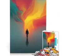 Puzzle per adulti da 1000 pezzi con silhouette che camminano verso una luce astratta gioco rilassante interazione genitore-figlio regalo di compleanno regalo di viaggio 38x26cm