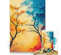 Puzzle per adulti da 1000 pezzi con silhouette di albero autunnale,decorazione pulita e compatta,gioco stimolante per la mente,ideale per momenti di relax,decorazione per compleanno e regalo (50x75cm)