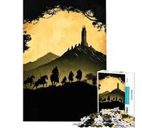 Puzzle per adulti da 1000 pezzi con silhouette di guerrieri e paesaggio con torre gioco educativo giocattolo didattico regalo di Babbo Natale segreto decorazione per la casa (dimensioni 75x50cm)