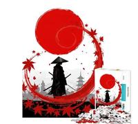 Puzzle per adulti da 1000 pezzi con silhouette di samurai sole rosso e foglie Gioco rompicapo avvincente per coltivare la pazienza Idea regalo perfetta Decorazione ideale (dimensioni 38x26cm)
