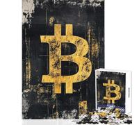 Puzzle per adulti da 1000 pezzi con simbolo Bitcoin arte grunge gioco impossibile sfida difficile giocattolo educativo per migliorare l'amore tra le coppie (50x75cm)