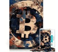 Puzzle per adulti da 1000 pezzi con simbolo Bitcoin,bordo perfetto,gioco intelligente,regalo,gioco di ozio,Natale,arte per il tempo libero (38x26cm)