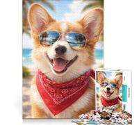 Puzzle per adulti da 1000 pezzi con simpatico cane con occhiali da sole, giocattolo educativo, ideale per passare il tempo durante le vacanze, regalo di compleanno, regalo 38x26cm