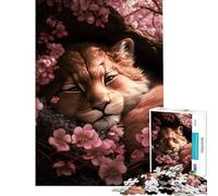 Puzzle per adulti da 1000 pezzi con simpatico cucciolo di leone addormentato giocattolo educativo gioco per famiglie sfida impegnativa regalo di Babbo Natale segreto (dimensioni 38x52cm)