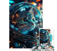Puzzle per adulti da 1000 pezzi con simpatico gatto astronauta gioco educativo e stimolante ideale per il relax e il miglioramento della memoria perfetto come regalo di compleanno (dimensioni 38x52cm)