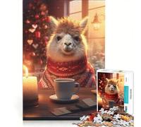 Puzzle per adulti da 1000 pezzi con simpatico lama che prende il caffè al mattino, decorazione da parete, compleanni e altre occasioni 50x75cm