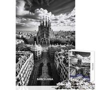 Puzzle per adulti da 1000 pezzi con skyline di Barcellona e Sagrada Familia gioco per famiglie decorazione per la casa giocattolo fai da te per rafforzare l'amore tra le coppie (50x75cm)