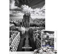 Puzzle per adulti da 1000 pezzi con skyline di Barcellona e Sagrada Familia gioco per famiglie difficile decorazione da parete adatto per la scrivania (38x52cm)