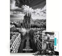 Puzzle per adulti da 1000 pezzi con skyline di Barcellona e Sagrada Familia,incastro perfetto,gioco di logica,regalo,gioco lento,regalo di Natale (38x52cm)