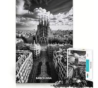Puzzle per adulti da 1000 pezzi con skyline di Barcellona e Sagrada Familia,taglio preciso,divertente gioco per allenare la mente,regalo,relax,divertimento,decorazione natalizia da parete (38x26cm)