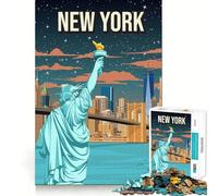Puzzle per adulti da 1000 pezzi con skyline notturno di New York,tema viaggio,taglio liscio,gioco creativo per la mente,divertimento per il tempo libero,regalo di Natale rilassante (50x75cm)