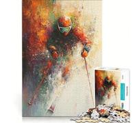Puzzle per adulti da 1000 pezzi con soggetto astratto di sciatore, gioco rilassante, difficile, ideale come elemento della lista dei desideri con Babbo Natale 38x52cm
