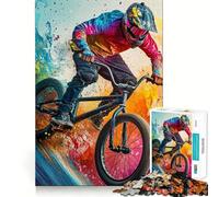 Puzzle per adulti da 1000 pezzi con soggetto BMX e schizzi di colore,incastro perfetto Gioco di concentrazione, momenti di relax o come regalo di compleanno 50x75cm
