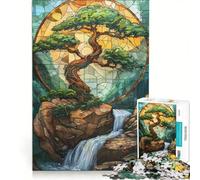 Puzzle per adulti da 1000 pezzi con soggetto bonsai e vetrate artistiche, giocattolo educativo, ideale per passare il tempo durante le vacanze, regalo per amici e familiari 50x75cm