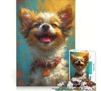 Puzzle per adulti da 1000 pezzi con soggetto cane, gioco pratico, ideale per passare il tempo durante le vacanze, con poster e foglio di curiosità abbinati 38x26cm