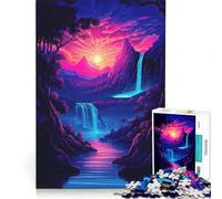 Puzzle per adulti da 1000 pezzi con soggetto cascate giapponesi, gioco pratico, ideale per passare il tempo durante le vacanze, con poster e foglio di curiosità abbinati 38x26cm
