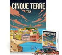 Puzzle per adulti da 1000 pezzi con soggetto Cinque Terre Italia,bordo senza cuciture,gioco di problem solving,divertimento e svago,scena natalizia (50x75cm)
