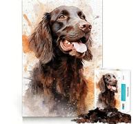Puzzle per adulti da 1000 pezzi con soggetto Flat-Coated Retriever marrone,perfetto per un gioco di abilità mentale e creativo,ideale per momenti di relax o compleanni (50x75cm)