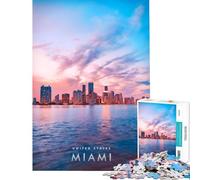 Puzzle per adulti da 1000 pezzi con soggetto Miami Florida ideale come gioco educativo sfida relax e antistress perfetto come regalo di compleanno (dimensioni 38x52cm)