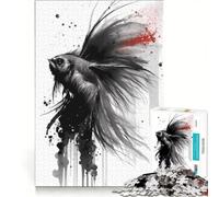 Puzzle per adulti da 1000 pezzi con soggetto "Pesce angelo" e pittura a inchiostro, gioco educativo, regalo di compleanno, ideale come decorazione da scrivania 50x75cm