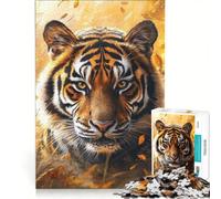 Puzzle per adulti da 1000 pezzi con soggetto tigre gioco divertente antistress con pezzi di forma casuale che si incastrano perfettamente 50x75cm