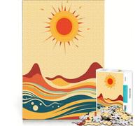 Puzzle per adulti da 1000 pezzi con sole e onde arte astratta giocattolo educativo difficile e stimolante per rafforzare l'amore tra le coppie 38x52cm
