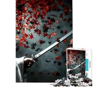 Puzzle per adulti da 1000 pezzi con spada samurai e foglie cadenti Giochi rilassanti giocattoli educativi regalo per compleanni divertenti e umoristici (dimensioni 38x52cm)