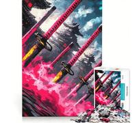 Puzzle per adulti da 1000 pezzi con spade samurai e architettura giapponese gioco per famiglie rilassante e stimolante idea regalo 50x75cm