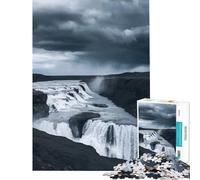 Puzzle per adulti da 1000 pezzi con spettacolare paesaggio a cascata sotto un cielo tempestoso Giocattolo educativo rompicapo ideale per passare il tempo durante le vacanze o come regalo di compleanno