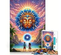 Puzzle per adulti da 1000 pezzi con spiaggia tropicale, dio del sole e portale, taglio preciso, gioco cognitivo, rilassante, decorazione natalizia da parete (50x75cm)