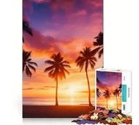 Puzzle per adulti da 1000 pezzi con spiaggia tropicale e tramonto, incastro preciso, gioco di logica, divertimento assicurato, regalo di compleanno (38x52cm)
