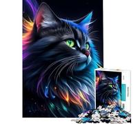 Puzzle per adulti da 1000 pezzi con splendido gatto nero fantasy gioco impossibile sfida per l'intelligenza e la mente giocattolo avvincente regalo di compleanno per divertimento in famiglia (38x26cm)