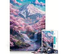 Puzzle per adulti da 1000 pezzi con splendido Monte Fuji e ciliegi in fiore Gioco di logica a incastro,facile da giocare Decorazione natalizia da parete (38x26cm)