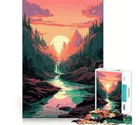 Puzzle per adulti da 1000 pezzi con splendido tramonto,effetto vaporwave,design premium con bordi decorati,puzzle logico per il tempo libero,divertimento natalizio e decorazione artistica (50x75cm)