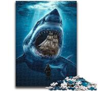 Puzzle per adulti da 1000 pezzi con squali e navi pirata, puzzle per adolescenti, antistress, per ammazzare il tempo in vacanza, lista dei desideri con Babbo Natale (26x38cm)
