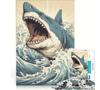 Puzzle per adulti da 1000 pezzi con squalo onda gigante giapponese gioco pratico difficile e stimolante ideale come regalo per tutta la famiglia 50x75cm