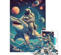 Puzzle per adulti da 1000 pezzi con squalo spazio astronauta sfida per l'intelligenza giocattolo avvincente gioco pratico difficile regalo di compleanno (dimensioni 50x75cm)