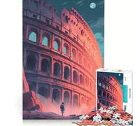 Puzzle per adulti da 1000 pezzi con stampa artistica del Colosseo e di Roma, gioco impossibile, migliora la memoria, con pezzi di forma casuale completamente ad incastro 50x75cm