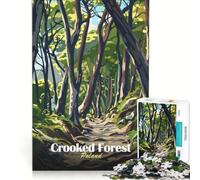 Puzzle per adulti da 1000 pezzi con stampa artistica "Foresta Storta" della Polonia, gioco pratico, ideale per passare il tempo durante le vacanze a casa, con poster e foglio di curiosità abbinati