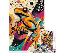 Puzzle per adulti da 1000 pezzi con stampa di una rana in stile pop art gioco pratico corsa di velocità manuale giocattolo educativo ideale come regalo (75x50cm)