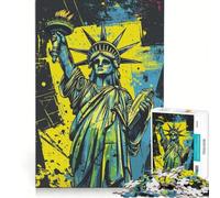 Puzzle per adulti da 1000 pezzi con Statua della Libertà graffiti e teschio giocattolo educativo difficile e stimolante per rafforzare l'amore tra le coppie 38x26cm