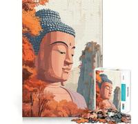 Puzzle per adulti da 1000 pezzi con statua di Buddha in autunno,gioco di precisione,giocattolo stimolante per la mente,per il tempo libero,regalo di compleanno (38x26cm)
